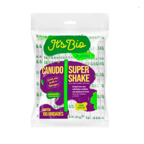 Canudo Biodegradavel Super Shake Sache C/ 100 Un 10 Mm Strawplast