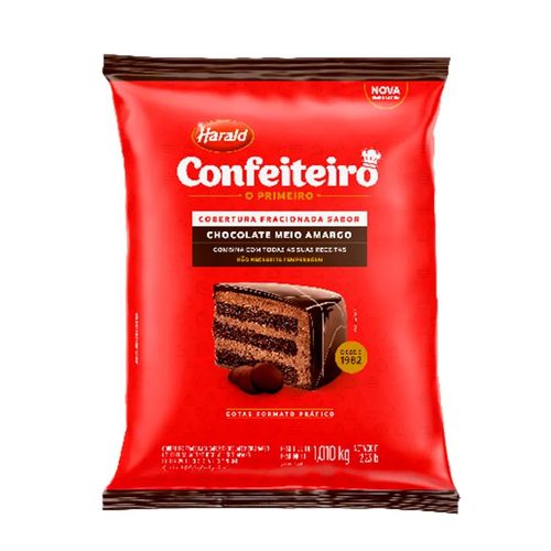 Chocolate Confeiteiro Meio Amargo Gotas 1,01 Kg Harald