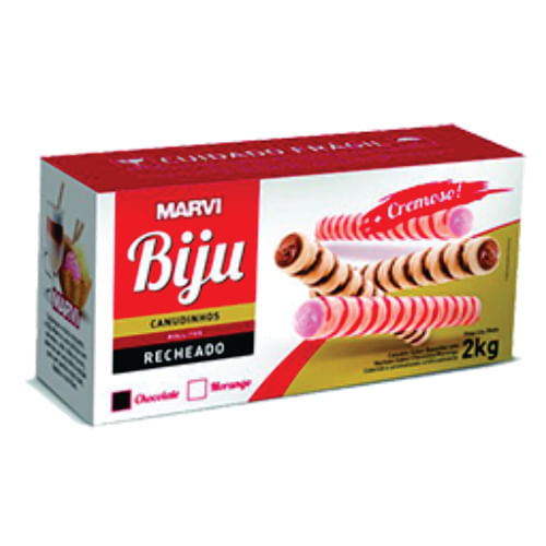 Canudo Biju Recheado Chocolate 2 Kg Marvi