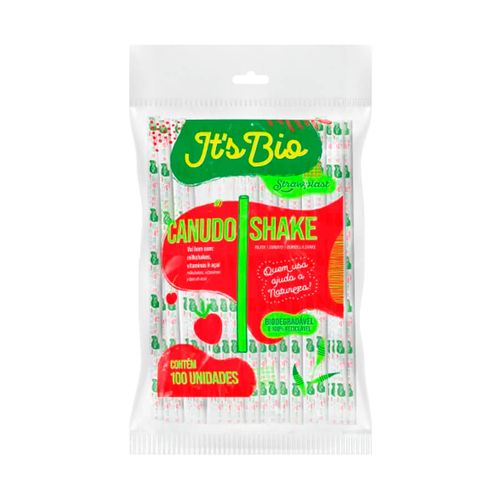 Canudo Biodegradavel Shake Sache C/ 100 Un 8 Mm Strawplast