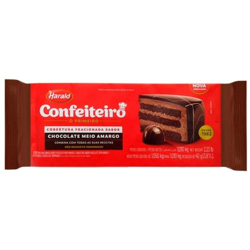 Chocolate Confeiteiro Meio Amargo 1,01 Kg Harald