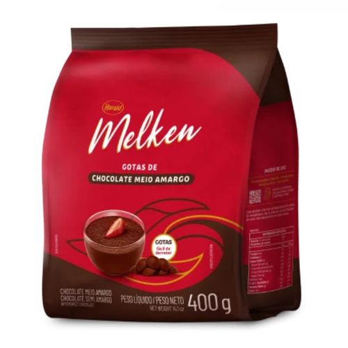 Chocolate Melken Meio Amargo Gotas 400 Gr Harald