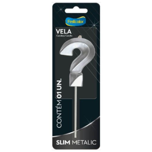 Vela Aniversário Slim Metalizada ? Prata Festcolor