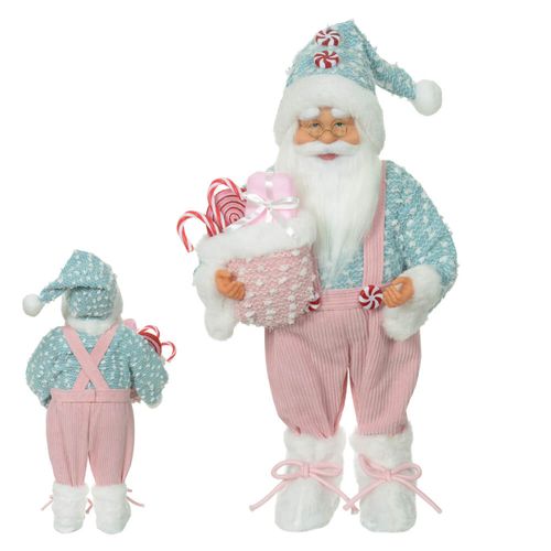 Enfeite Natal Papai Noel Em Pe Rosa/Azul 45cm (50581001 ) Florarte