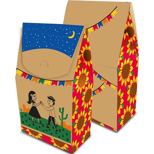 Caixa Doces Festa Junina Sertão C/ 8 Un Festcolor