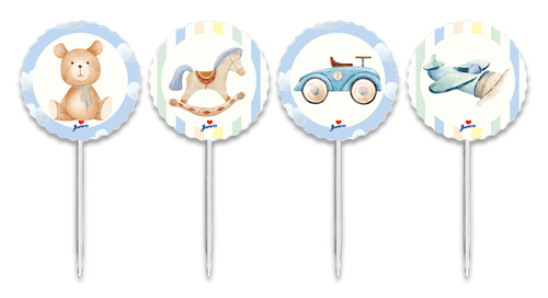 Toppers P/ Doces E Salgados Brinquedo Toys C/ 8 Pçs Junco