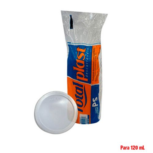 Tampa Plastica P/ Copo Isopor 120 Ml C/ 100 Un Totalplast
