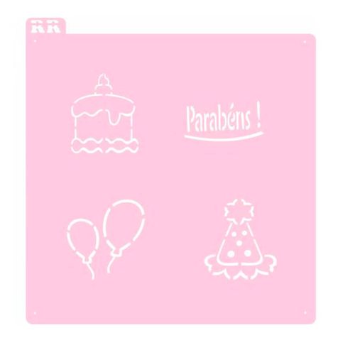 Stencil Pão De Mel/Macarrons Aniversario 1 Rr Cortadores