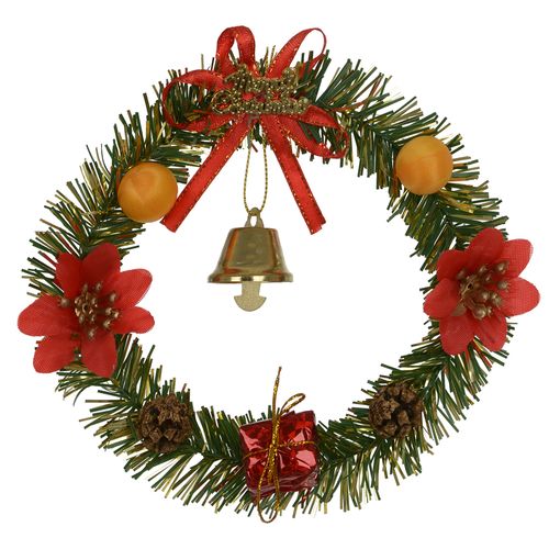 Enfeite Natal Guirlanda 16cm Verde/Vermelho (74853001) Florarte