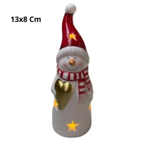 Enfeite Natal Boneco Neve 13x8cm Vermelho 6un (78804001) Florarte
