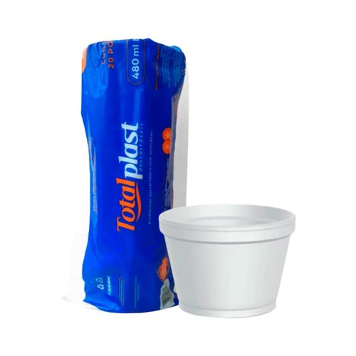 Pote Isopor Baixo 480ml 20un Totalplast