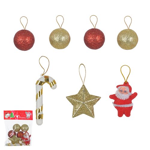 Enfeite Natal Sortido 3cm Colorido 7un (66720001) Florarte