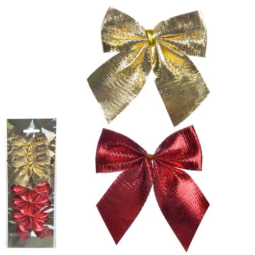 Enfeite Natal Laço Metalizado 8x7cm Colorido 6un (67281005) Florarte