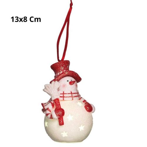 Enfeite Natal Boneco Neve 13x8cm Vermelho/Branco (78804002) Florarte