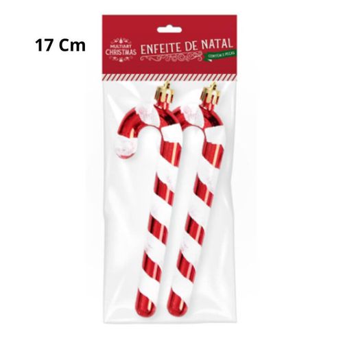 Enfeite Natal Bengala 17cm Vermelho/Branco (79456001) Florarte