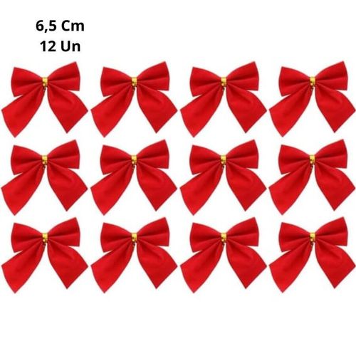 Enfeite Natal Laço Veludo 6,5cm Vermelho 12un (74459001) Florarte