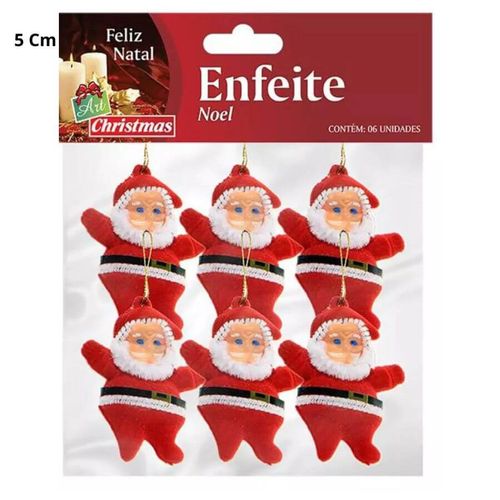 Enfeite Natal Papai Noel 5cm Vermelho 6un (77621001) Florarte