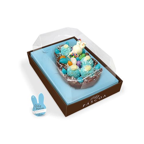 Caixa Ovo De Colher 250/350/500 Gr Marrom/ Berço Azul Un Jr