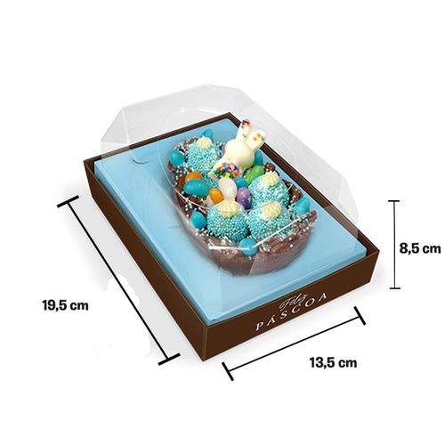 Caixa Ovo De Colher 250/350/500 Gr Marrom/ Berço Azul Un Jr