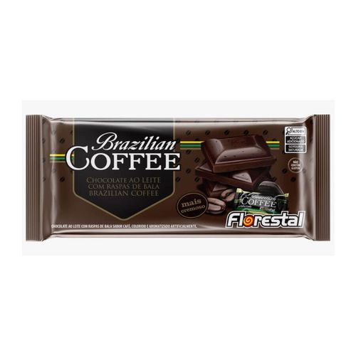Barra Chocolate Ao Leite C/ Raspas Bala De Café 80 Gr Florestal
