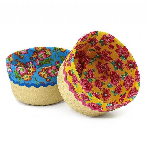 Cachepot De Palha Forrada 10x17cm (9353) Halley Fitas