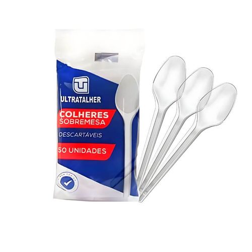 Colher Plast Refeição Master Cristal C/ 50 Un Ultra