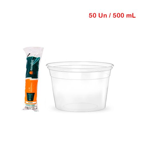 Pote Redondo Liso 500 Ml C/ 50 Un Minaplast