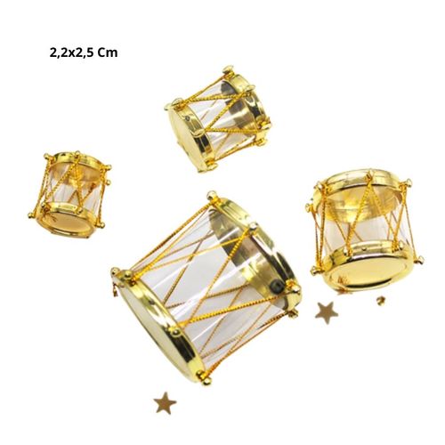 Enfeite Natal Tambor 2,2x2,5cm Dourado 6un (66718003) Florarte