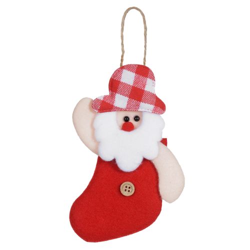 Enfeite Natal Papai Noel Meia 10x14cm Vermelho/Branco (78808002) Florarte