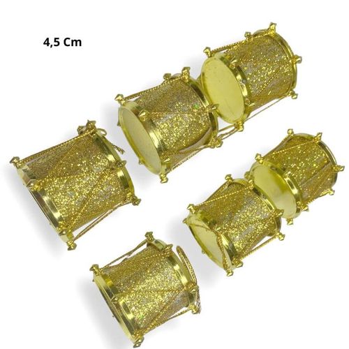 Enfeite Natal Tambor 4,5cm Colorido Glitter 3un (20050003) Florarte