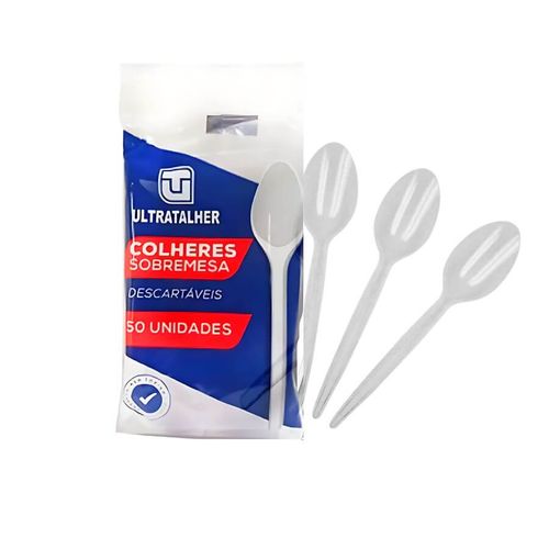 Colher Plast Refeição Master Branca C/ 50 Un Ultra
