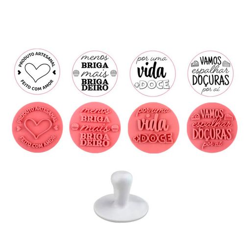 Kit Carimbo Frases Doces Rosa Bebe 5cm Bluestar