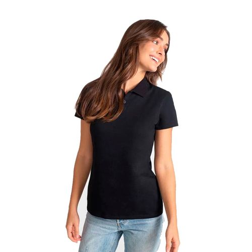 Camisa Polo Feminina Preta Global Mix
