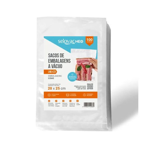 Embalagem Para Vácuo Lisa Transparente 20x25x0,012 Cm C/ 100 Un Selovac