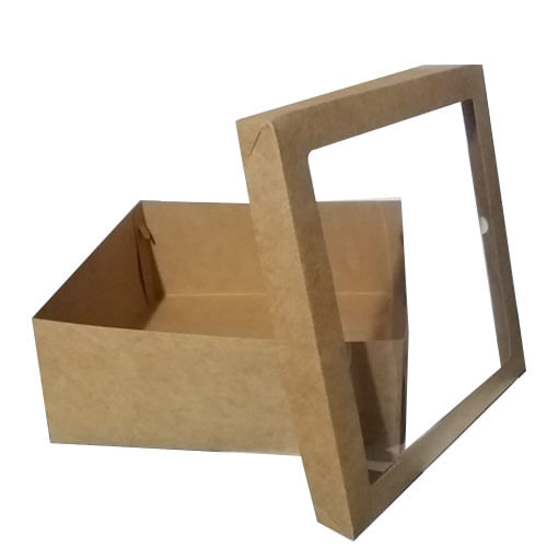 Caixa Bolo Kraft C/ Visor 40x40x16 Cm (4040160205) Un Agabox