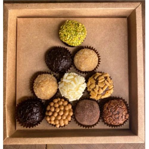 Caixa Brigadeiro De Natal Kraft  15x15x5 Cm C/ 5 Un Assk
