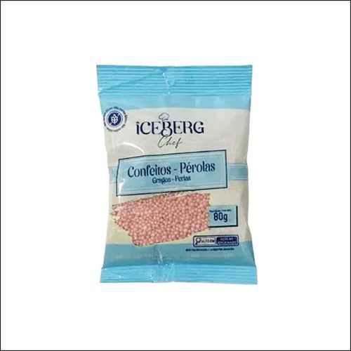 Confeito Miçanga Perolada Rosa 80 Gr Iceberg