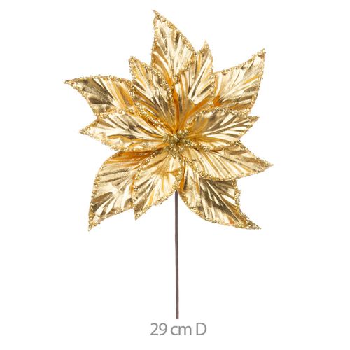 Haste Bico De Papagaio Metalizado Glitter Dourado 35cm (79183003) Flor Arte