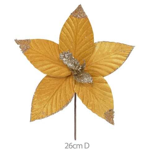 Haste Bico De Papagaio Aveludado Glitter Dourado Champanhe 25cm (47288004) Flor Arte