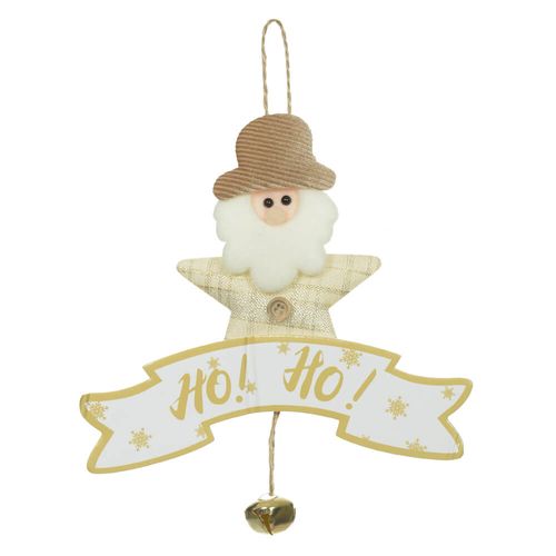 Enfeite Natal Papai Noel Placa Bege 20x20 (51361001) Florearte