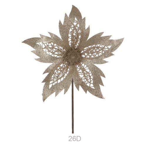 Haste Bico Papagaio Glitter Champanhe 26cm (74725002) Flor Arte