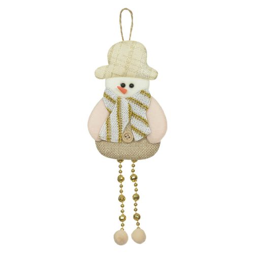 Enfeite Natal Boneco De Neve Pendurar 20x8 Cm Bege (51339001) Florearte