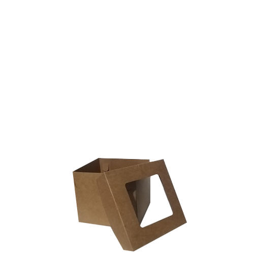 Caixa Bolo Kraft C/ Visor 18x18x16 Cm (1818160205) Un Agabox