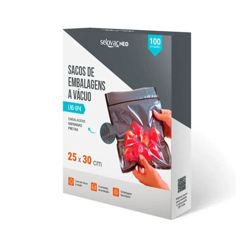 Embalagem Para Vácuo Gofrada Transparente 25x30x0,016 Cm C/ 100 Un Selovac