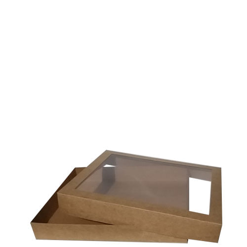 Caixa Bolo Kraft C/ Visor 36x30x5 Cm (3630050205) Un Agabox