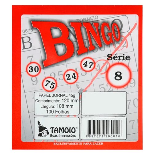 Cartela Bingo Jornal 100 Folhas Tamoio