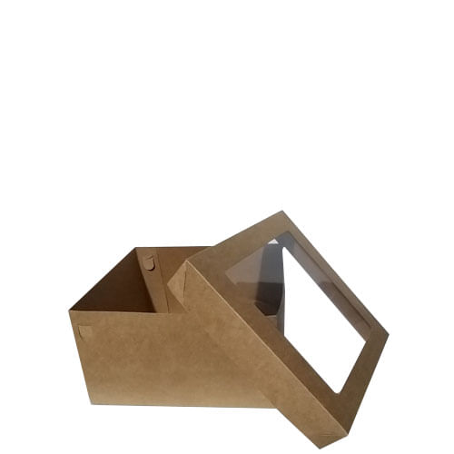 Caixa Bolo Kraft C/ Visor 29x29x16 Cm (2929160205) Un Agabox
