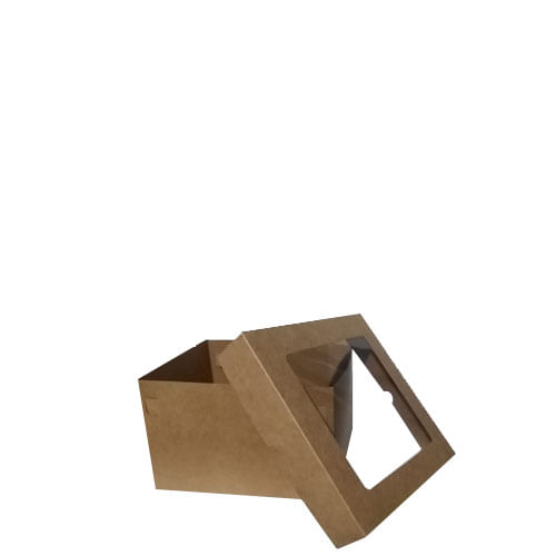 Caixa Bolo Kraft C/ Visor 25x25x16 Cm (2525160205) Un Agabox