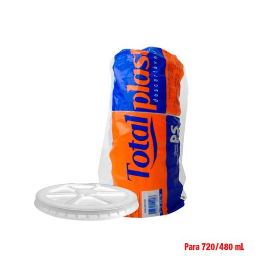 Tampa Plastica P/ Pote Isopor 720 Ml/480ml Baixo C/ 50 Un Totalplast