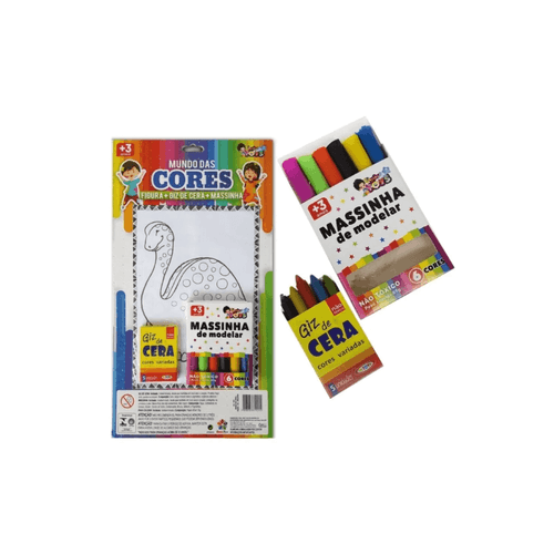 Mundo Das Cores-Varios Desenhos+Giz De Cera Mini Toys
